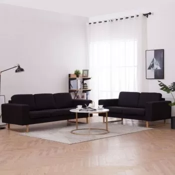 Set de canapele, 2 piese, negru, 200 x 82 x 75 cm