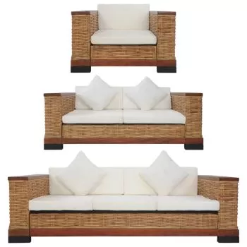 Set canapele cu perne, 3 piese, maro, 191 x 78 x 66 cm