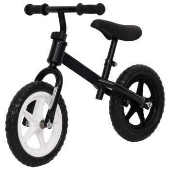 Bicicletă pentru echilibru 10 inci, cu roți, negru