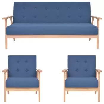 Set de canapele, 3 piese, albastru, 158 x 67 x 73.5 cm