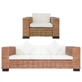 Set canapea cu perne, 2 piese, maro, 195 x 80 x 67 cm