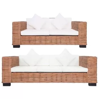 Set canapea cu perne, 2 piese, maro, 200 x 80 x 67 cm