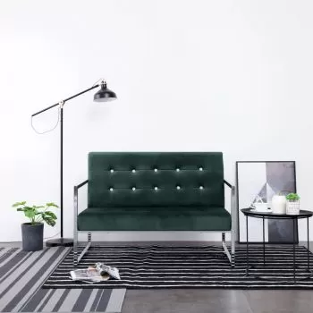Canapea cu 2 locuri cu brate, verde inchis, 114 x 78 x 81 cm
