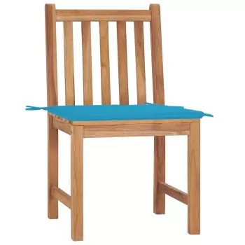 Set 2 bucati scaune de gradina cu perne, albastru