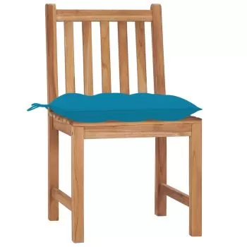 Set 2 bucati scaune de gradina cu perne, albastru deschis