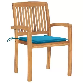 Set 2 bucati scaune gradina cu perne albastre, albastru