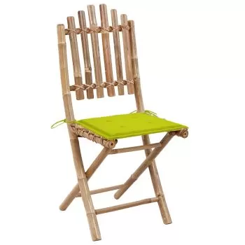 Set 2 bucati scaune de gradina pliabile cu perne, verde deschis