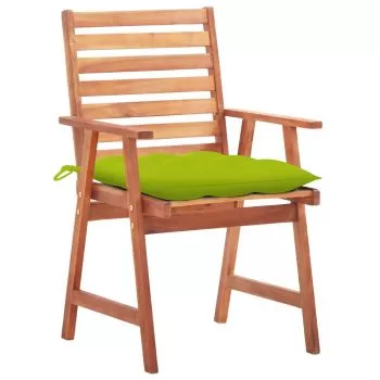 Set 3 bucati scaune de masa exterior cu perne, verde deschis