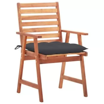 Set 3 bucati scaune de exterior cu perne, antracit