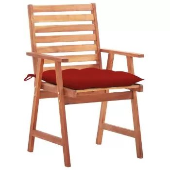 Set 3 bucati scaune de exterior cu perne, rosu