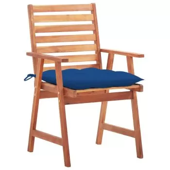 Set 3 bucati scaune de exterior cu perne, albastru regal