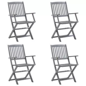 Set 4 bucati scaune pliabile de exterior cu perne, albastru deschis