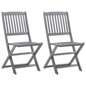 Set 2 bucati scaune pliabile de exterior cu perne, antracit