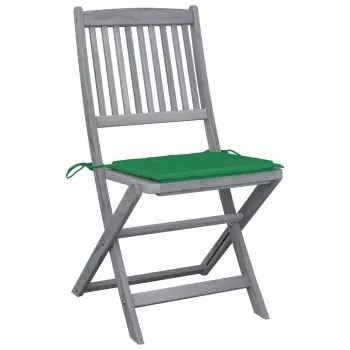 Set 4 bucati scaune pliabile de exterior cu perne, verde