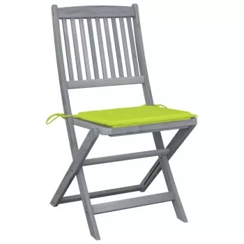 Set 2 bucati scaune pliabile de exterior cu perne, verde deschis