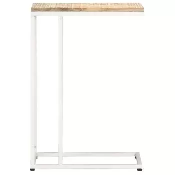 Masa laterala, lemn deschis si alb, 45 x 65 cm