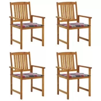 Set 4 bucati scaune regizor cu perne, model rosu