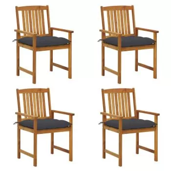 Set 4 bucati scaune regizor cu perne, antracit