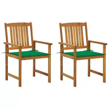 Set 2 bucati scaune regizor cu perne, verde