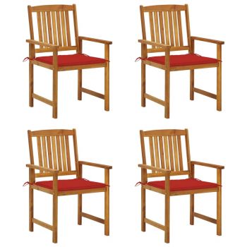 Set 4 bucati scaune regizor cu perne, rosu