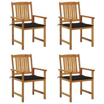 Set 4 bucati scaune regizor cu perne, negru