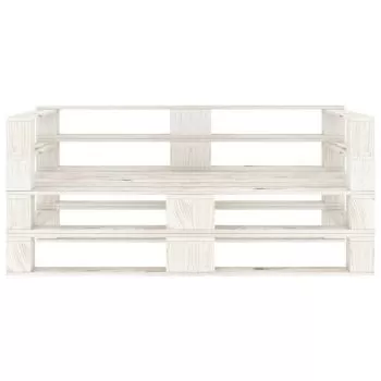 Canapea de gradina din paleti, alb, 140 x 67.5 x 60.8 cm