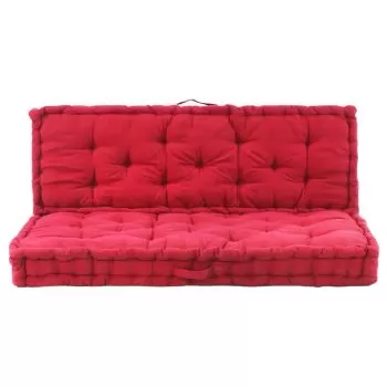 Set 2 bucati perne pentru canapea din paleti, burgundy, 120 x 40 x 7 cm & 120 x 80 x 10 cm