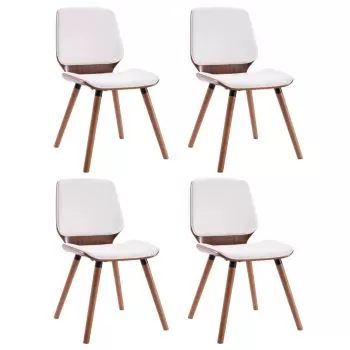 Set 4 bucati scaune de bucatarie, maro închis si alb, 48 x 62.5 x 85 cm