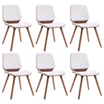 Set 6 bucati scaune de bucatarie, maro închis si alb, 48 x 62.5 x 85 cm