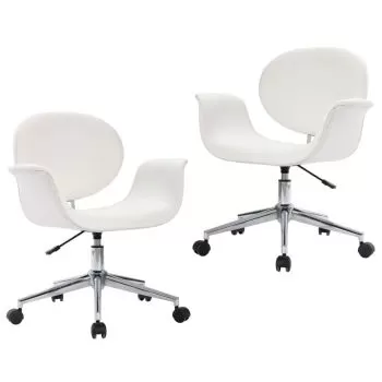 Set 2 bucati scaune de bucatarie pivotante, alb, 67 x 62 x 87.5 cm