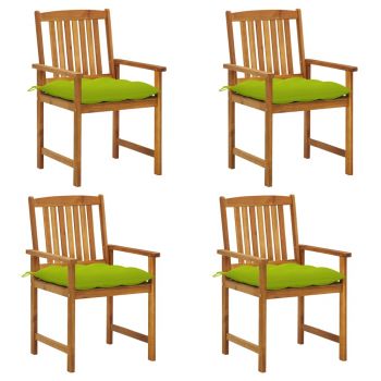 Set 4 bucati scaune regizor cu perne, verde deschis