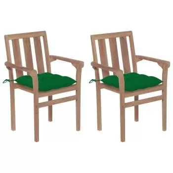 Set 2 bucati scaune gradina cu perne verde, verde