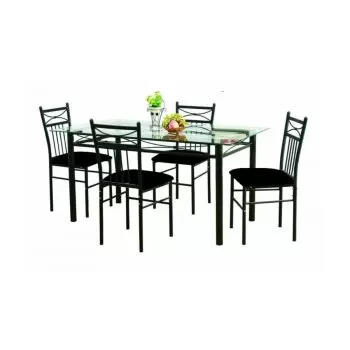 Set masa Korfu cu 4 scaune, blat sticla,110x70x76 cm, UnicSpot
