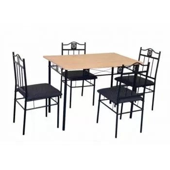 Set masa Berta cu 4 scaune, Negru, 110x70x76, UnicSpot