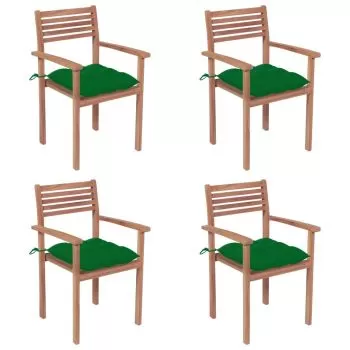 Set 4 bucati scaune de gradina cu perne verde, verde