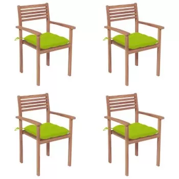 Set 4 bucati scaune de gradina cu perne verde aprins, verde deschis