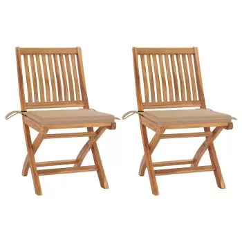 Set 2 bucati scaune gradina cu perne bej, bej