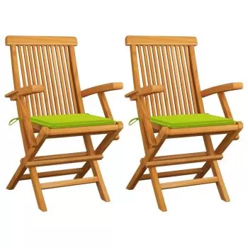 Set 2 bucati scaune de gradina cu perne verde aprins, verde deschis