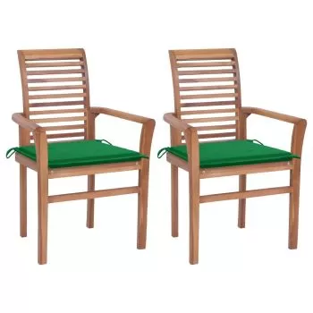 Set 2 bucati scaune de bucatarie cu perne verzi, verde