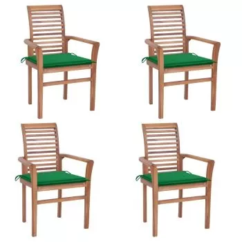 Set 4 bucati scaune de bucatarie cu perne verzi, verde