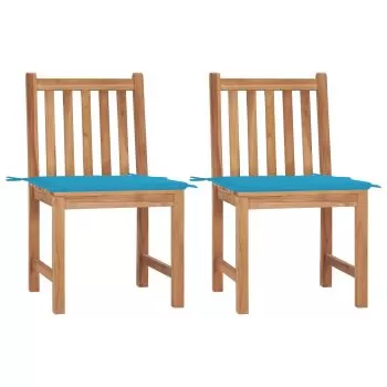 Set 2 bucati scaune de gradina cu perne, albastru