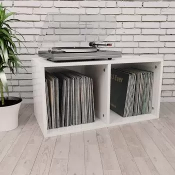 Cutie de depozitare vinyl-uri, alb lucios