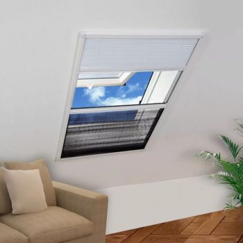 Plasa Fereastra pentru Insecte 160 x 110 cm Aluminiu Protectie solara, alb, 110 x 160 cm
