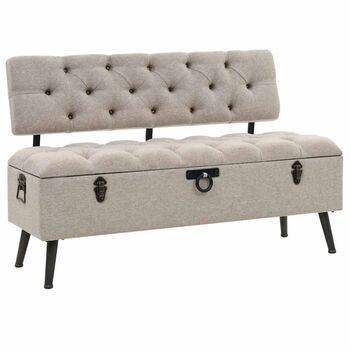  Bancă de depozitare cu spătar, crem, 110 cm, material textil