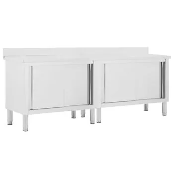  Mese lucru uși glisante 2 buc 240x50x(95-97) cm oțel inoxidabil