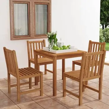  Set de mobilier de grădină cu 5 piese, 80x80 cm, lemn masiv de tec