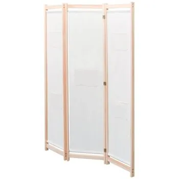  Paravan de cameră cu 3 panouri, crem, 120x170x4 cm, textil