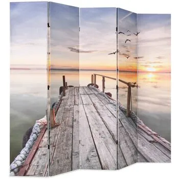  Paravan de cameră pliabil, 200 x 170 cm, imprimeu lac