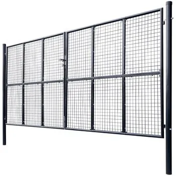  Poartă din plasă grădină, oțel galvanizat, 400 x 175 cm, gri