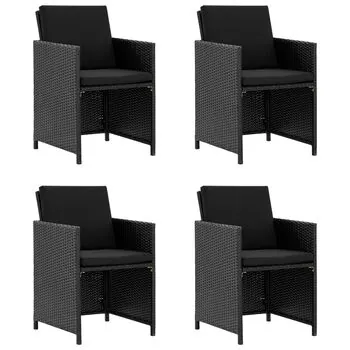  Set mobilier de exterior cu perne, 5 piese, negru, poliratan